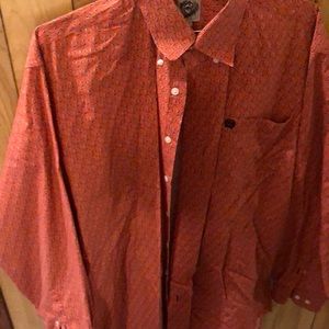 Cinch Shirt- orange with Paisleys